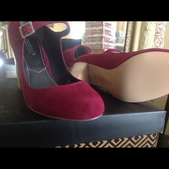 New Merlot Suede Mary Jane Heels - Picture 3 of 4