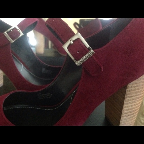 New Merlot Suede Mary Jane Heels - Picture 4 of 4