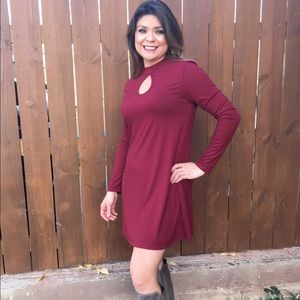 Long Sleeve Burgundy Dress