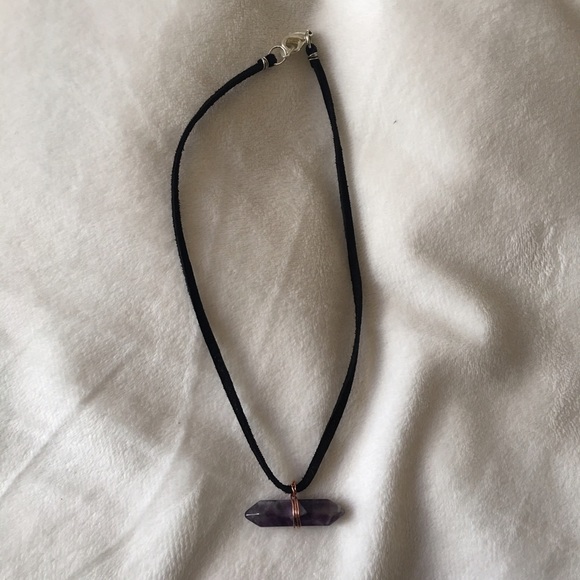 Purple crystal choker on black suede 🌟 - Picture 2 of 2