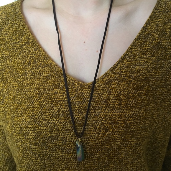 Rainbow crystal on chocolate brown suede necklace - Picture 1 of 2