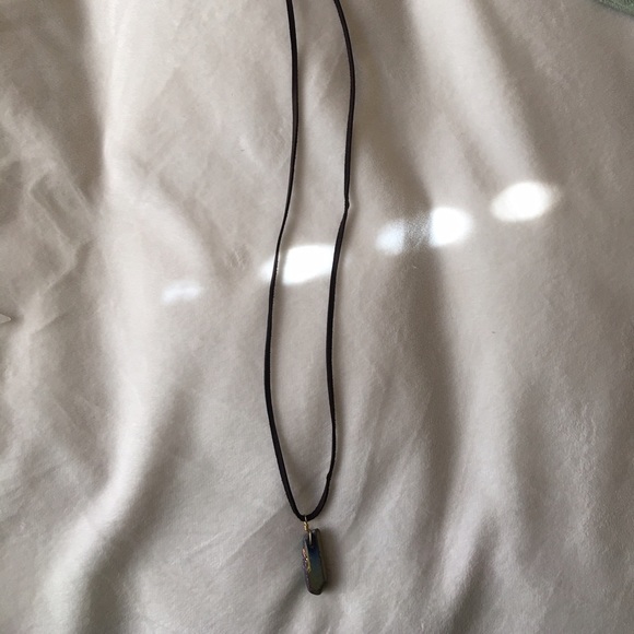 Rainbow crystal on chocolate brown suede necklace - Picture 2 of 2