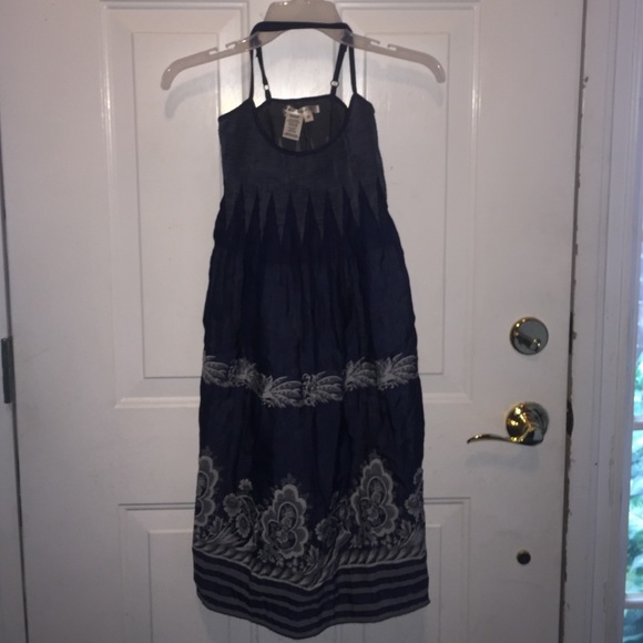 Max Studio navy blue sundress with white accents