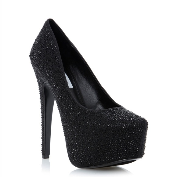 Black Steve Madden jewel oversized chunky heels