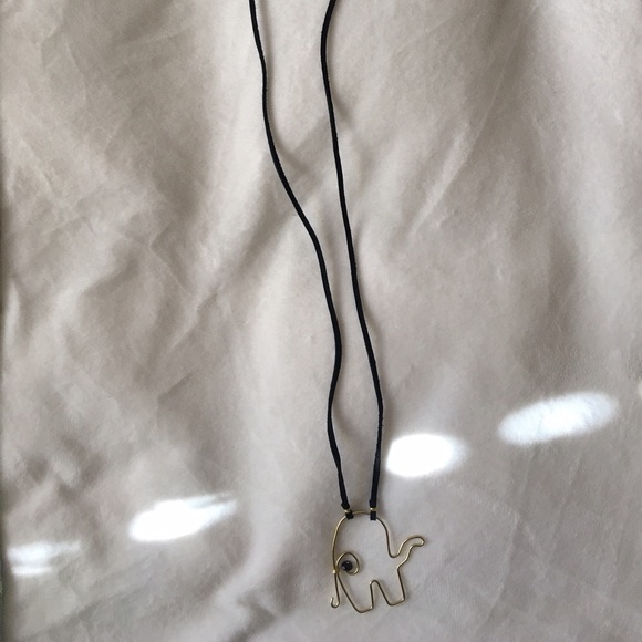 Handmade gold wire elephant necklace black suede!! - Picture 2 of 2