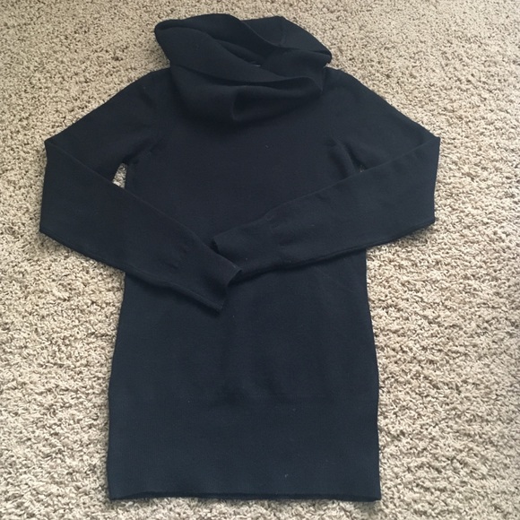 Long cowl-neck black sweater