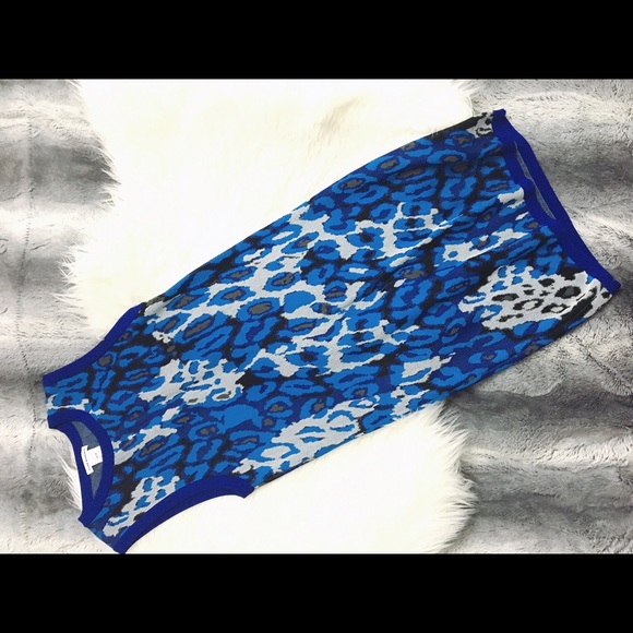 Club Monaco blue camo knit dress - Picture 2 of 3