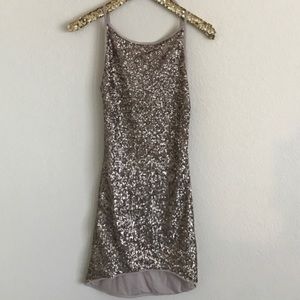 Gold sparkle backless dress