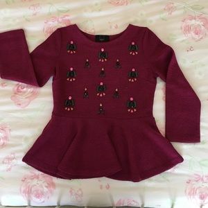 Dolce Vita Raspberry Peplum Long-Sleeve Top