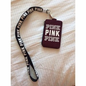 PINK lanyard + card holder burgundy