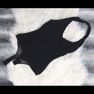 Bebe floral lace halter body suit