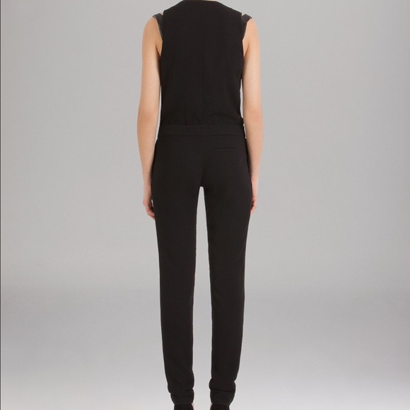 Maje Black Silk and Leather Jumpsuit - Picture 2 of 2