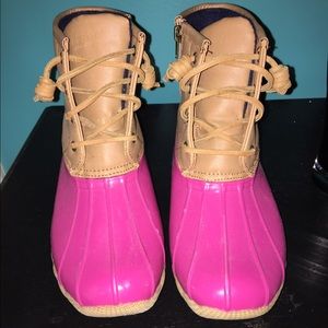 Bright Pink Sperry Duck Boots
