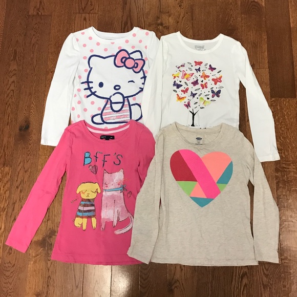6 Toddler Girl Graphic Shirts. Size XS (4/5).