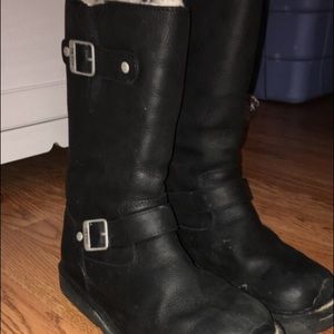 Black leather ugg boots