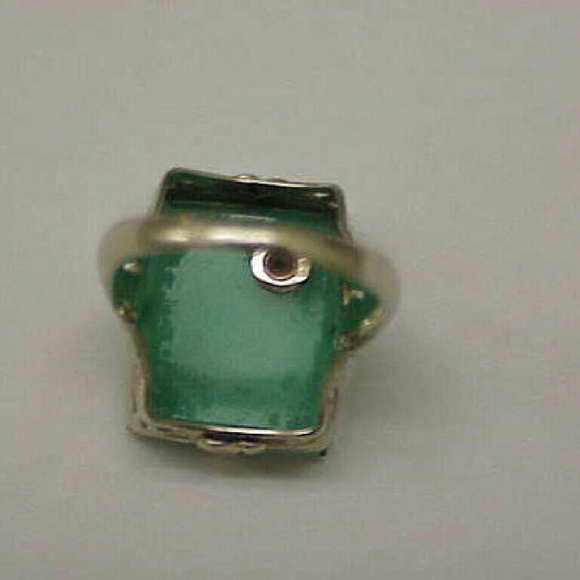 Antique 14k gold diamond chrysoprase filigree ring - Picture 5 of 6
