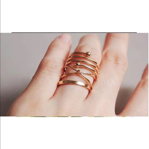 Gold Tone Midi Ring Set of Six - Picture 2 of 4