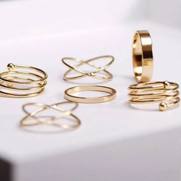 Gold Tone Midi Ring Set of Six - Picture 3 of 4