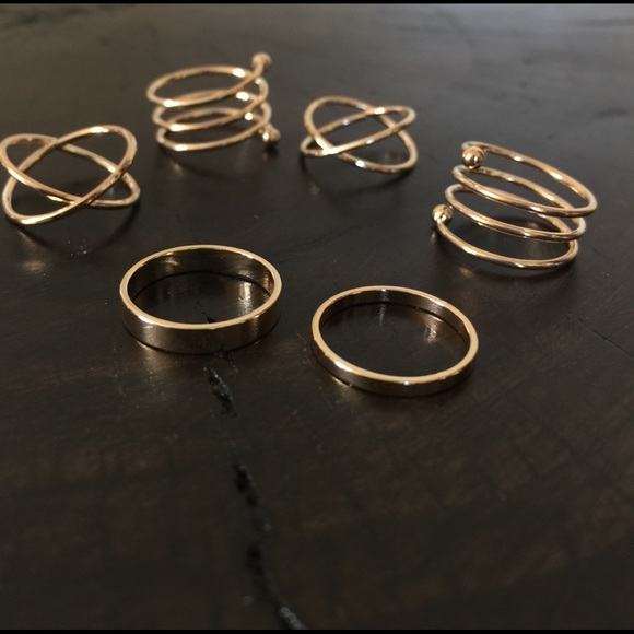 Gold Tone Midi Ring Set of Six - Picture 4 of 4
