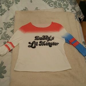 Harley Quinn shirt/pants & temporary tattoos