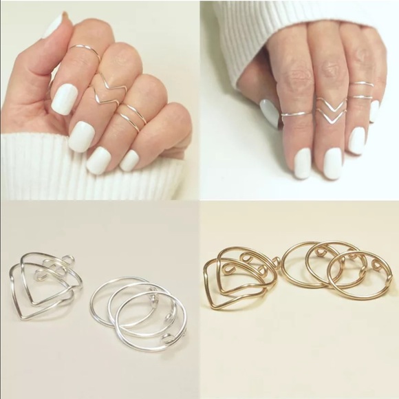 Rose Gold Tone Thin Midi Rings - Picture 2 of 2