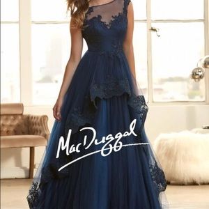 Mac Duggal Navy Blue Gown.