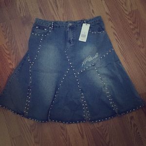 Denim  studded skirt