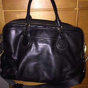 Tumi women's black leather laptop bag