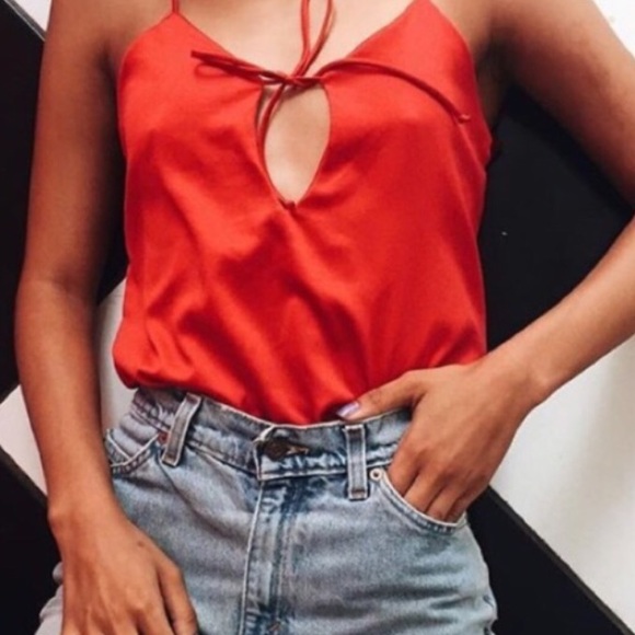 Red silk ace tank