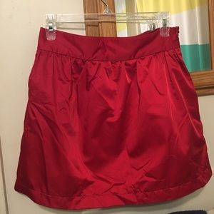 F21 - Red Satin/Silk Skirt with Tulle Underlay