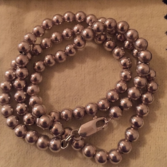 Sterling ball Bead on chain Italy choker playful