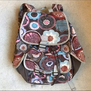 Pink/ Beige/ Blue Flower Backpack with Pockets