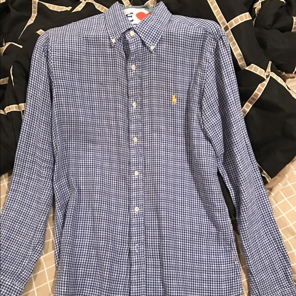 Men's Polo Blue Checkered Button Down Shirt S - Picture 1 of 3