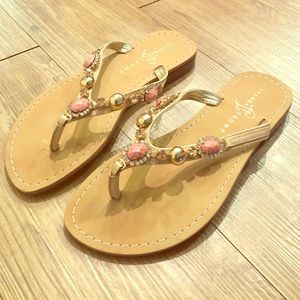 Pink and gold jeweled sandals