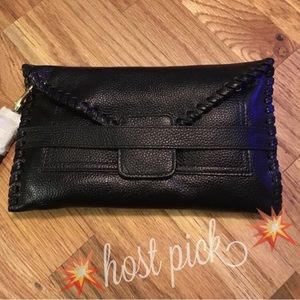 HP🎉 B-low the Belt Black Leather clutch - NWOT