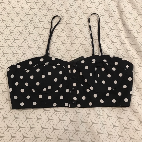 Navy blue polka dot crop top