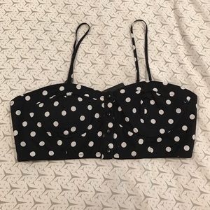 Navy blue polka dot crop top