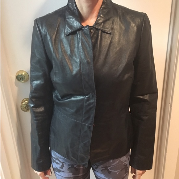 Kenneth Cole button down leather jacket size S