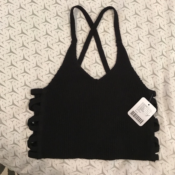 New black racerback crop top