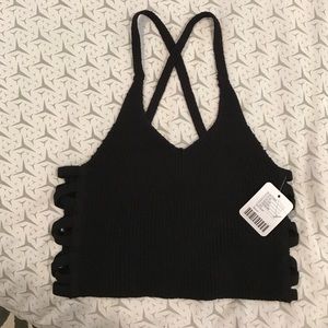 New black racerback crop top