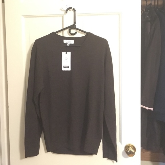 Dark brown v-neck sweater - Picture 1 of 2