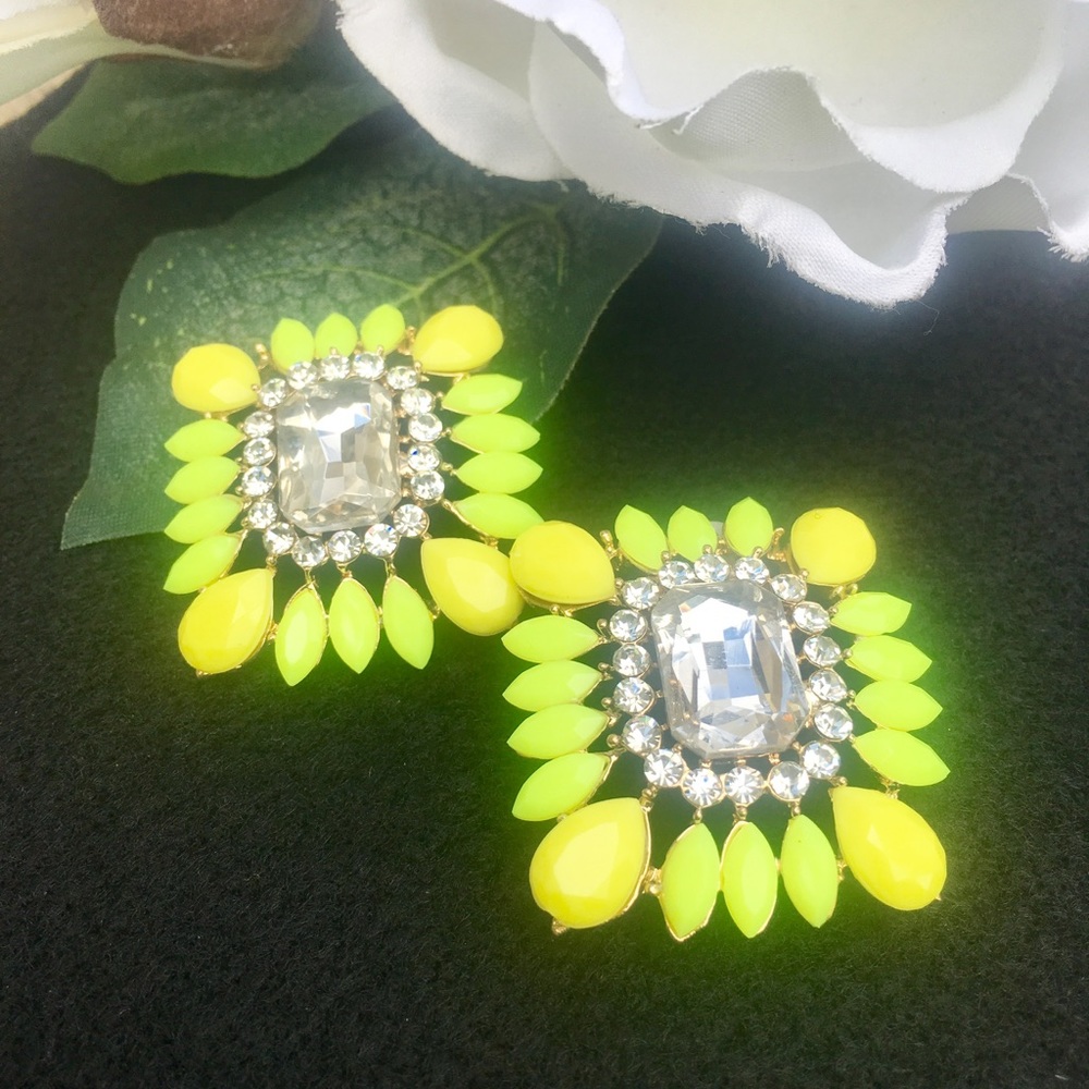 ⚜Yellow Feather Frame Clip-on Earrings⚜