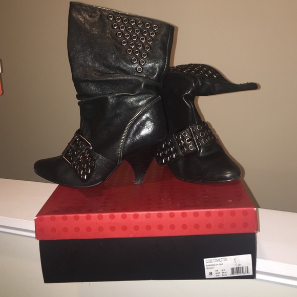 Black leather boots