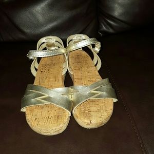 Like new gold and cork sandal wedge