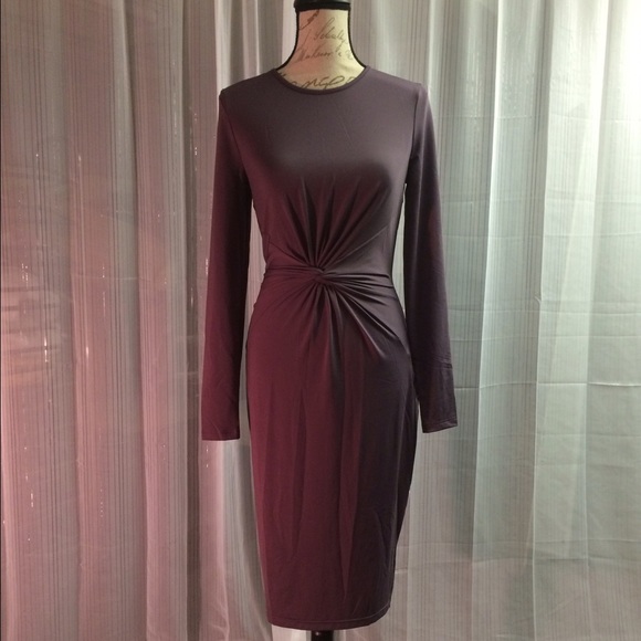 Purple stretch long sleeve dress - Picture 1 of 4
