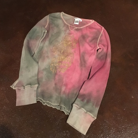 Boutique gray & pink LS cotton top, new, M