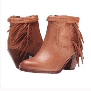 Sam Edelman Louie Fringe Booties - Deep saddle