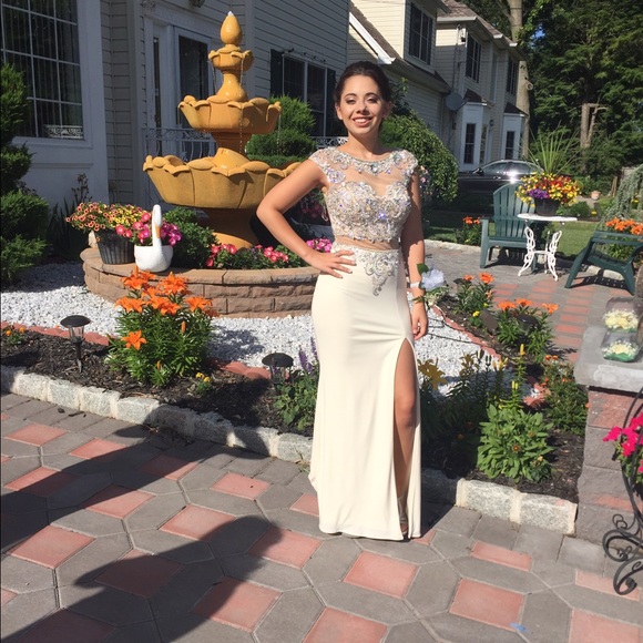 White jeweled Prom Dress