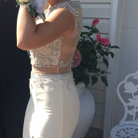 White jeweled Prom Dress