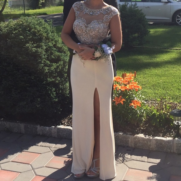 White jeweled Prom Dress